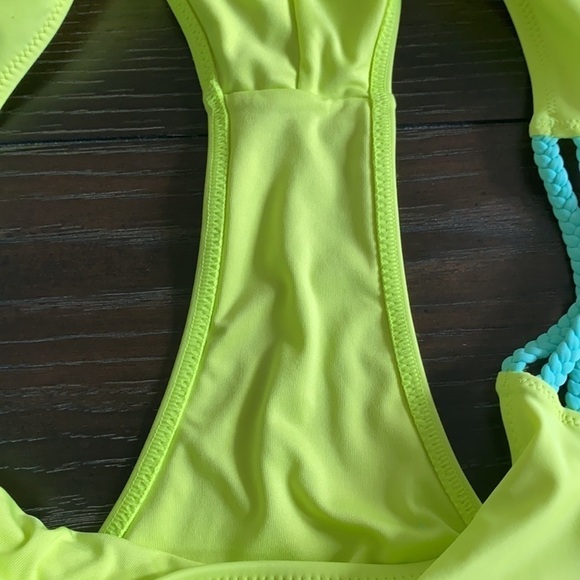 Lime green hipster bikini bottom braided sides L - Picture 7 of 12